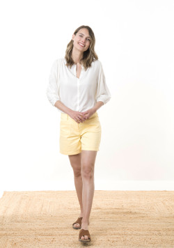 Blouse manches 3/4 femme en viscose blanche - EOM