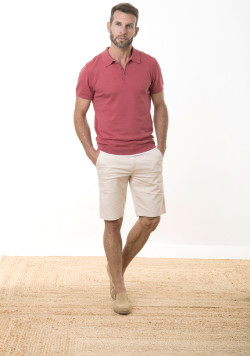 Polo tricot homme manches courtes rouge - EOM