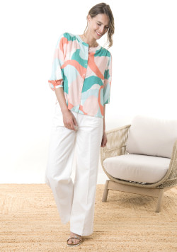 Blouse manches 3/4 en viscose imprimé femme - EOM