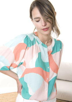 Blouse manches 3/4 en viscose imprimé femme - EOM