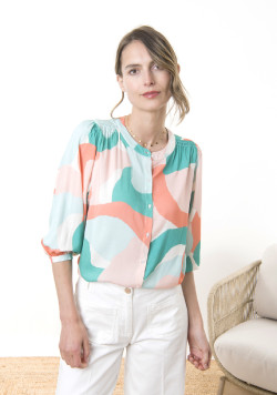 Blouse manches 3/4 en viscose imprimé femme - EOM