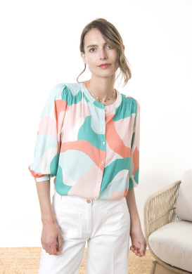 Blouse manches 3/4 en viscose imprimé femme - EOM Blouse manches 3/4 en viscose imprimé femme - EOM