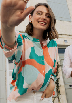 Blouse manches 3/4 en viscose imprimé femme - EOM