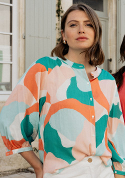 Blouse manches 3/4 en viscose imprimé femme - EOM