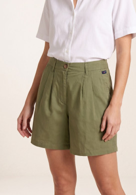 Short kaki 100% viscose taille ajustable Femme