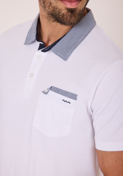 Polo manches courtes homme blanc 100% coton