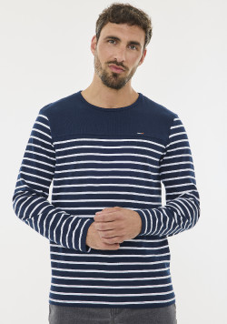 Marinière manches longues bleu marine Homme