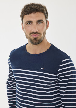 Marinière manches longues bleu marine Homme