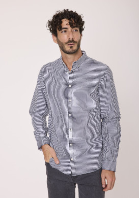 Chemise manches longues homme rayée bleu marine Chemise manches longues homme rayée bleu marine