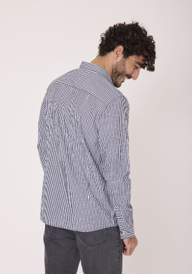 Chemise manches longues homme rayée bleu marine Chemise manches longues homme rayée bleu marine