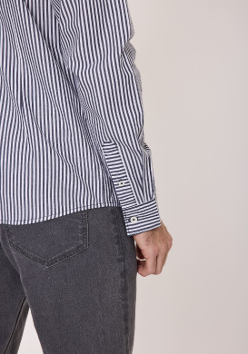 Chemise manches longues homme rayée bleu marine Chemise manches longues homme rayée bleu marine
