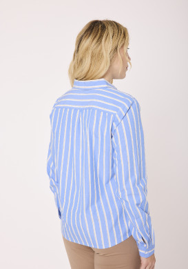 Chemise rayée manches longues femme bleu Chemise rayée manches longues femme bleu