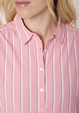 Chemise rayée manches longues femme rose Chemise rayée manches longues femme rose