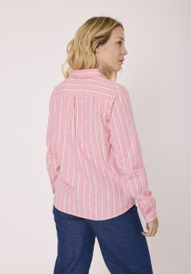 Chemise rayée manches longues femme rose Chemise rayée manches longues femme rose
