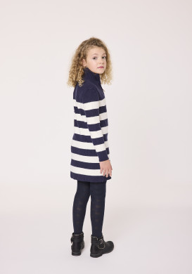 Robe pull fille rayures bleu marine Robe pull fille rayures bleu marine