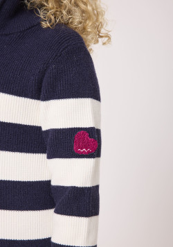 Robe pull fille rayures bleu marine