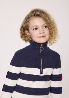 Robe pull fille rayures bleu marine Robe pull fille rayures bleu marine