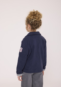 Veste caban fille en polaire bleu marine