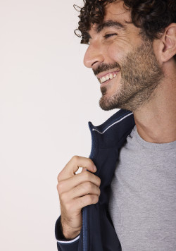 Veste homme bi-matière bleu marine