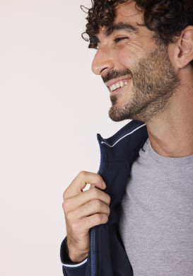Veste homme bi-matière bleu marine Veste homme bi-matière bleu marine