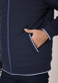 Veste homme bi-matière bleu marine