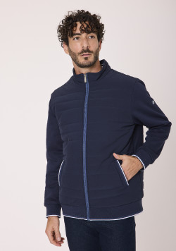Veste homme bi-matière bleu marine