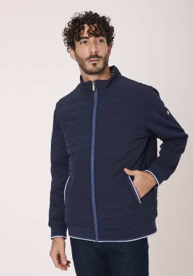 Veste homme bi-matière bleu marine Veste homme bi-matière bleu marine