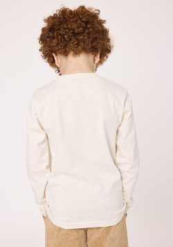 T-shirt manches longues garçon beige avec imprimé
