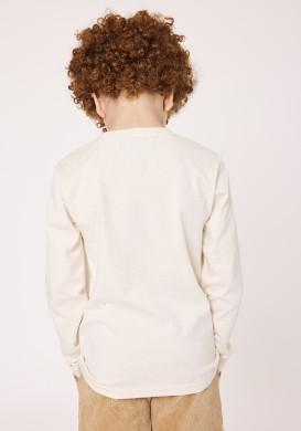 T-shirt manches longues garçon beige avec imprimé