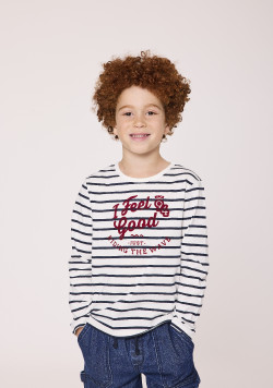 Marinière manches longues bleu marine 100% coton Garçon