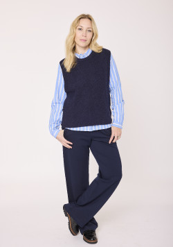 Pull sans manches femme bleu marine