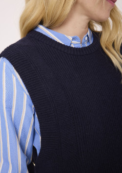 Pull sans manches femme bleu marine