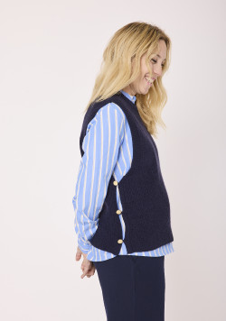 Pull sans manches femme bleu marine