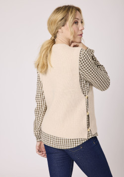 Pull sans manches femme beige