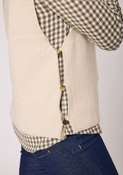 Pull sans manches femme beige