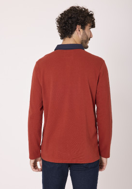 Polo manches longues homme 100% coton rouille Polo manches longues homme 100% coton rouille
