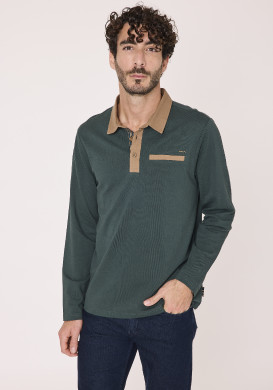 Polo manches longues homme 100% coton vert Polo manches longues homme 100% coton vert