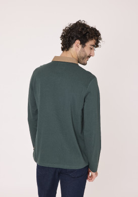Polo manches longues homme 100% coton vert Polo manches longues homme 100% coton vert