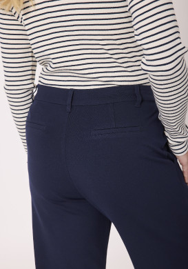 Pantalon large femme en maille bleu marine
