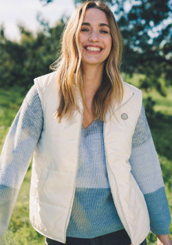 Doudoune sans manches femme doublée sherpa écru