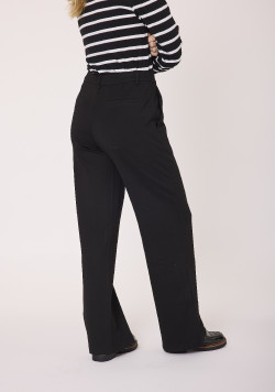 Pantalon large femme en maille noir