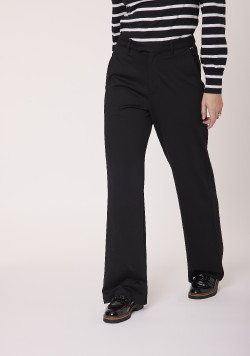 Pantalon large femme en maille noir
