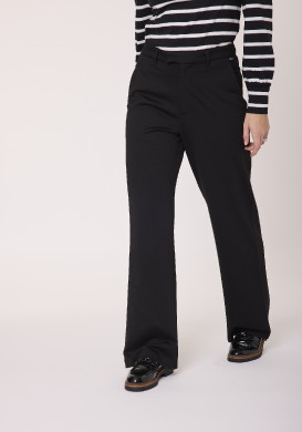 Pantalon large femme en maille noir
