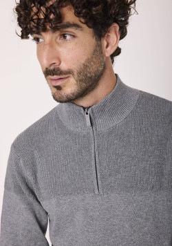 Pull col camionneur homme gris