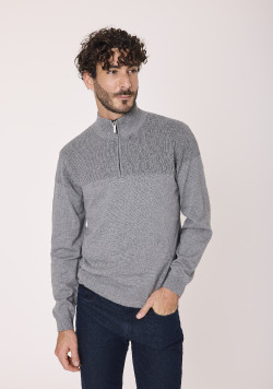 Pull col camionneur homme gris