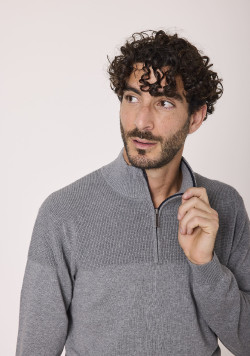 Pull col camionneur homme gris