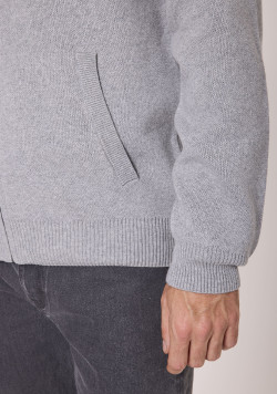 Gilet zippé homme col façon chemise gris