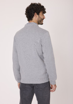 Gilet zippé homme col façon chemise gris