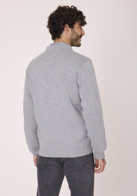 Gilet zippé homme col façon chemise gris Gilet zippé homme col façon chemise gris
