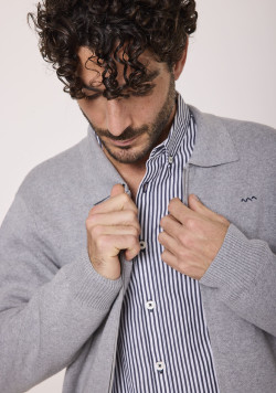 Gilet zippé homme col façon chemise gris